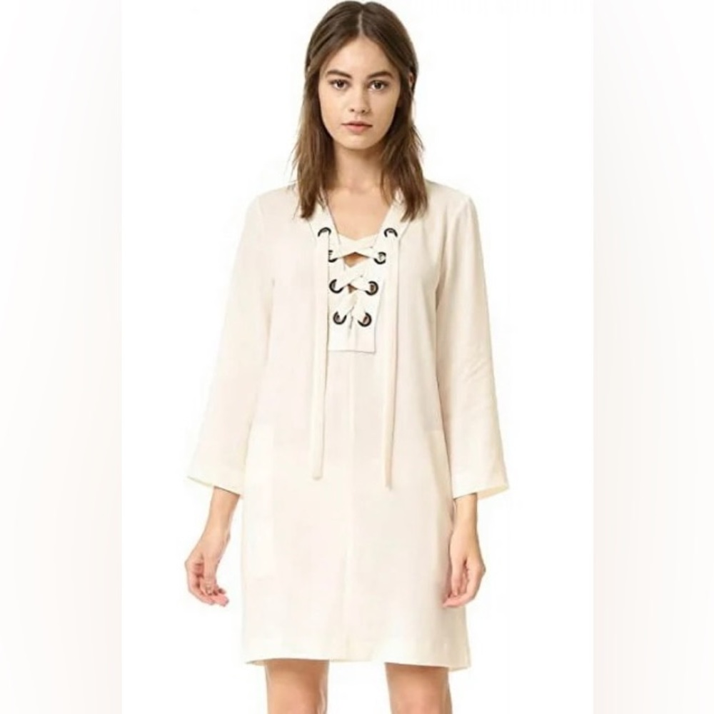 BCBGMax Azria Women's Tonya Lace Up Placket Dress, Cream, XSmall- never worn